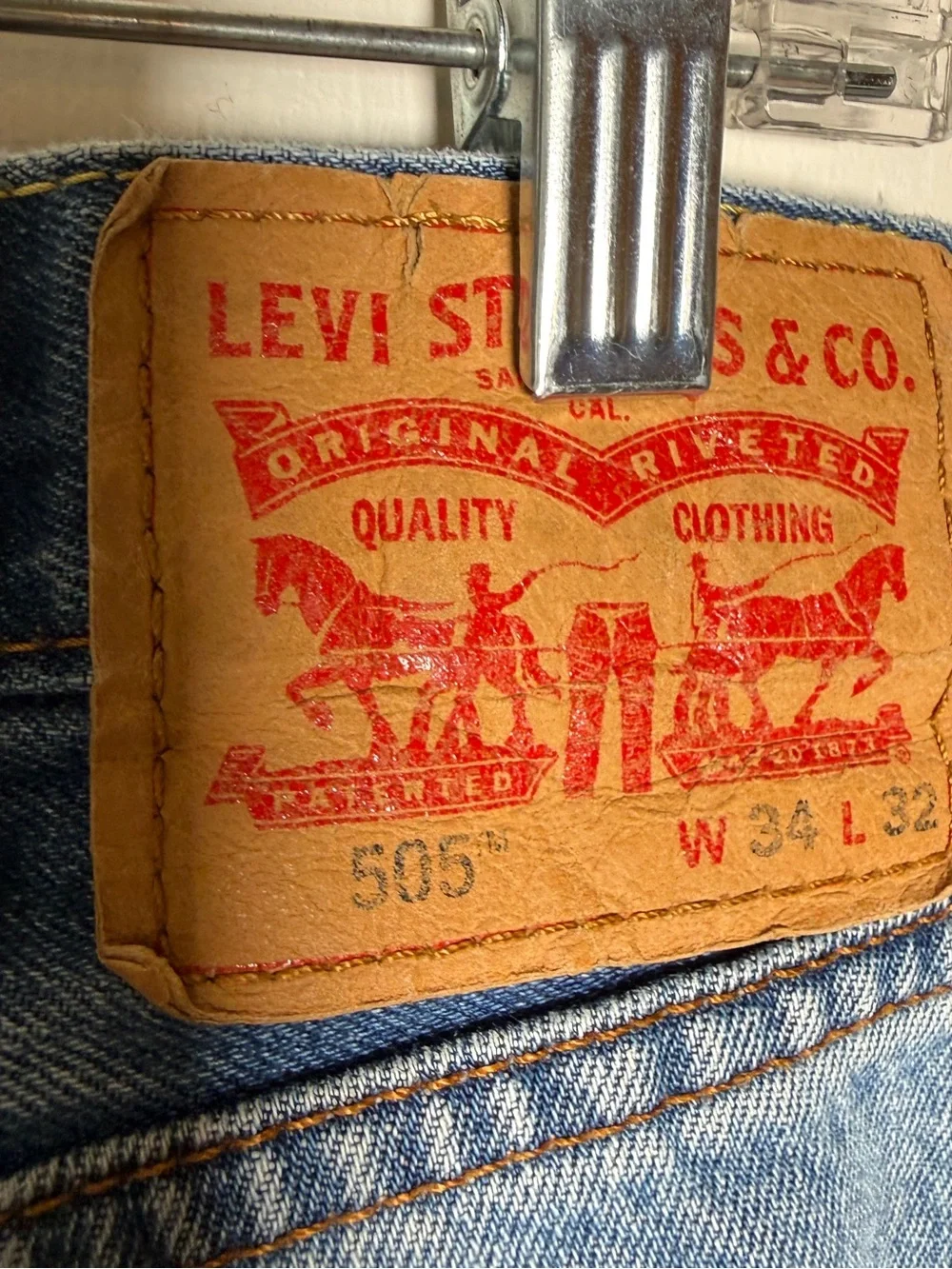 Levi's 505 34x32 Classic Men's Blue Denim Jeans